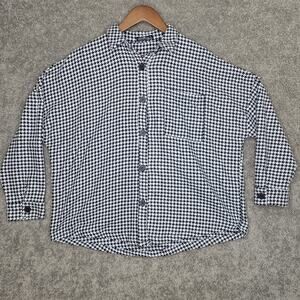 Houndstooth Monochromatic Long Sleeve Button Up Shirt Womens XL